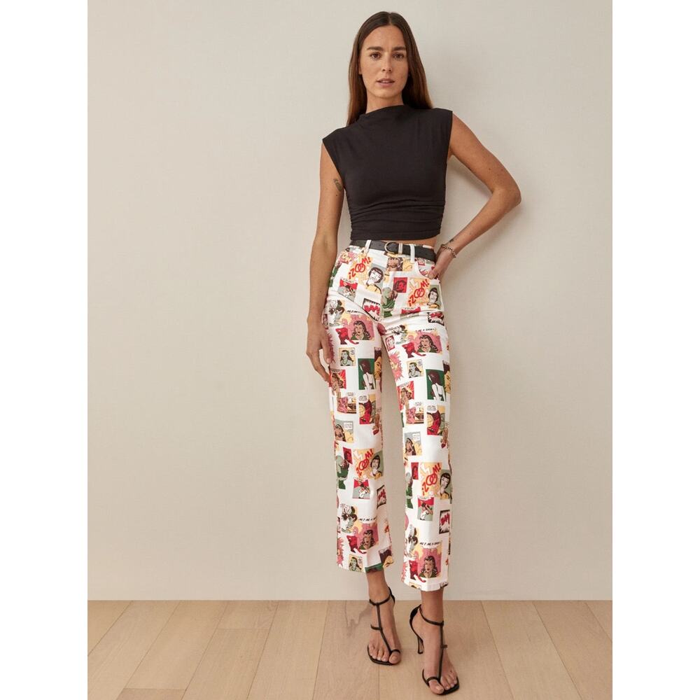 Reformation Comic High Rise Straight Jeans - 24 Comic Book Denim